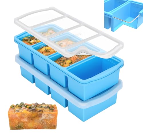 Smart Home ZIP STANDING Silicone Freezer Trays with Lid,1-cup Soup Set