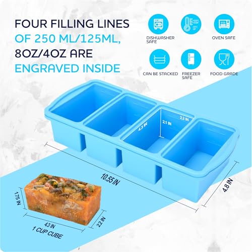 Smart Home ZIP STANDING Silicone Freezer Trays with Lid,1-cup Soup Set
