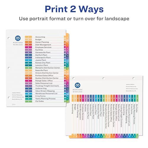 Minimalist Avery A-Z Dividers for 3 Ring Binders, 26 Set