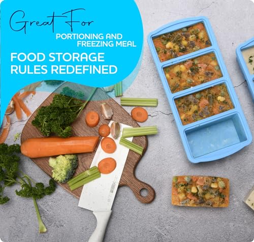 Smart Home ZIP STANDING Silicone Freezer Trays with Lid,1-cup Soup Set