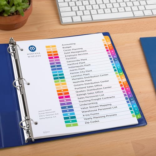 Minimalist Avery A-Z Dividers for 3 Ring Binders, 26 Set