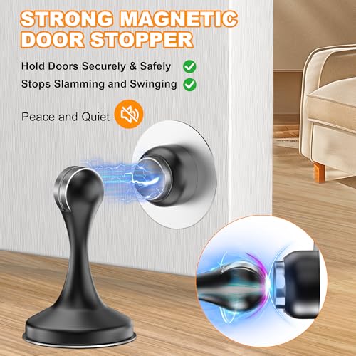 luxury Crosize Magnetic Door Stoppers 2 Pack, Stainless Steel Door Kit